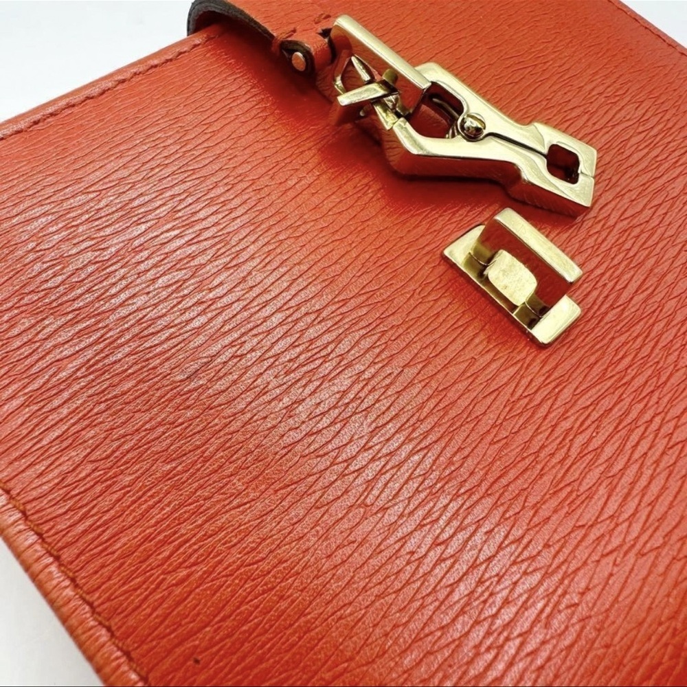 Gucci Jackie Orange Textured Leather Bifold Wallet with Gold Clasp - Picture 7 of 12